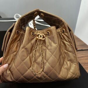 Chanel Metallic Gold Quilted Shoulder Bag